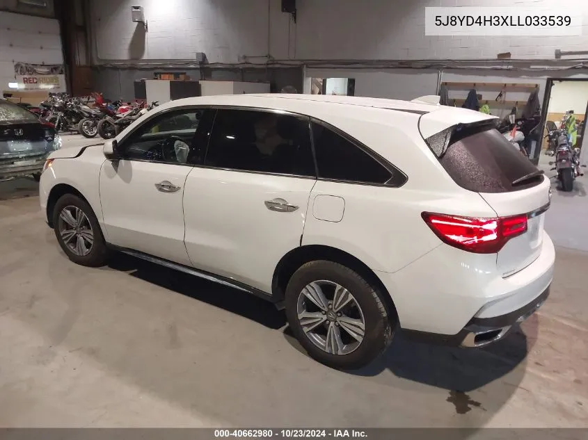 2020 Acura Mdx Standard VIN: 5J8YD4H3XLL033539 Lot: 40662980