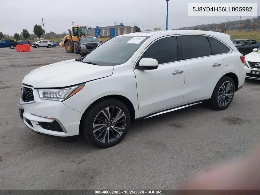 2020 Acura Mdx Technology Package VIN: 5J8YD4H56LL005982 Lot: 40692385