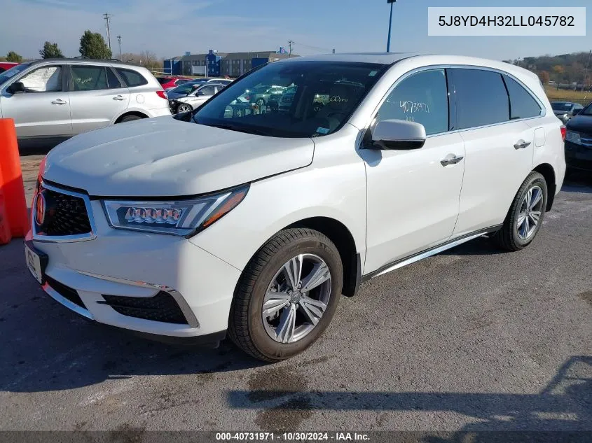 2020 Acura Mdx Standard VIN: 5J8YD4H32LL045782 Lot: 40731971