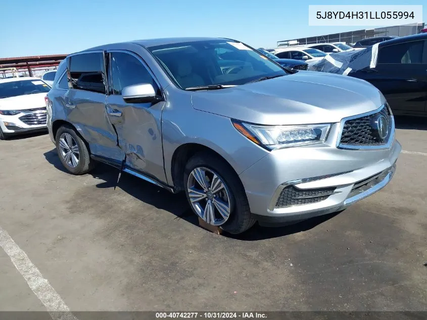 2020 Acura Mdx Standard VIN: 5J8YD4H31LL055994 Lot: 40742277