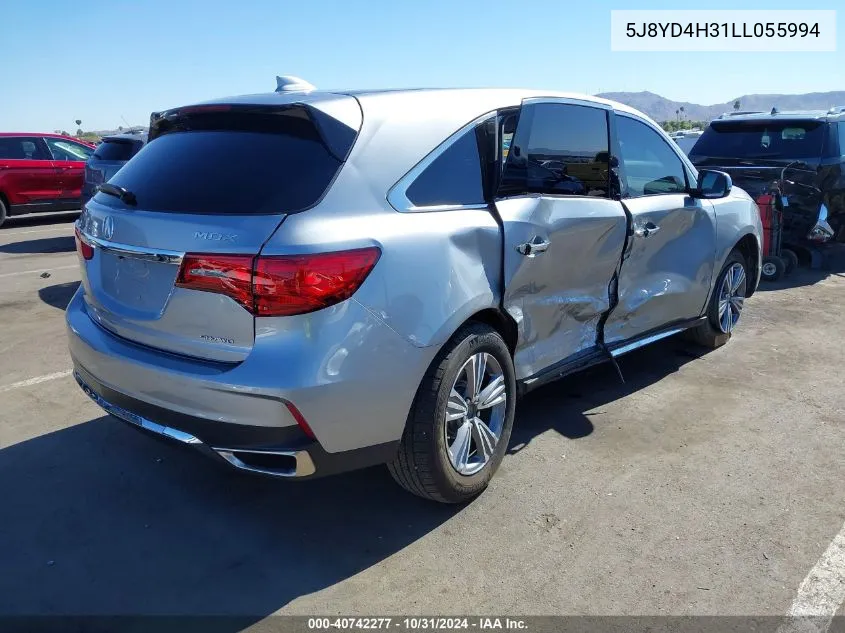 2020 Acura Mdx Standard VIN: 5J8YD4H31LL055994 Lot: 40742277