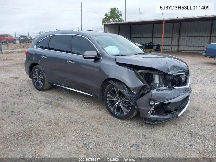 2020 Acura Mdx Technology Package VIN: 5J8YD3H53LL011409 Lot: 40755587