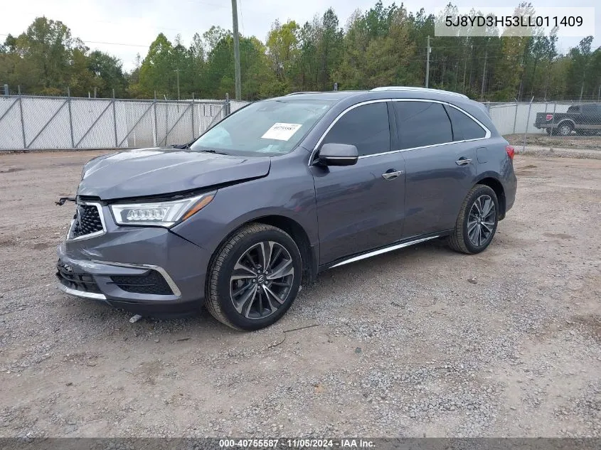 2020 Acura Mdx Technology Package VIN: 5J8YD3H53LL011409 Lot: 40755587