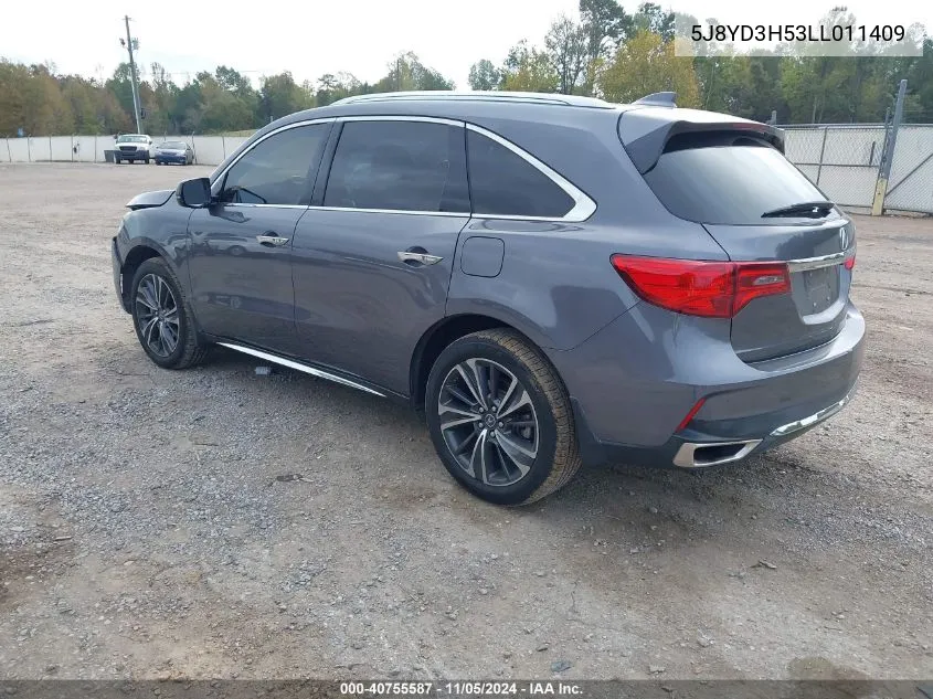 2020 Acura Mdx Technology Package VIN: 5J8YD3H53LL011409 Lot: 40755587