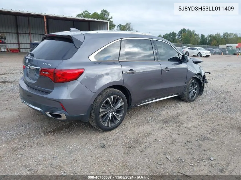 2020 Acura Mdx Technology Package VIN: 5J8YD3H53LL011409 Lot: 40755587