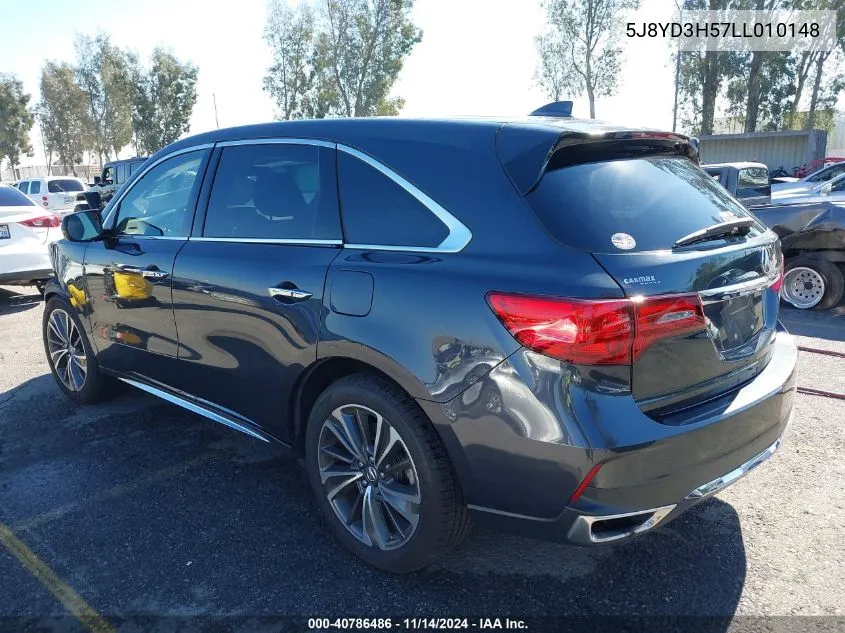 2020 Acura Mdx Technology Package VIN: 5J8YD3H57LL010148 Lot: 40786486