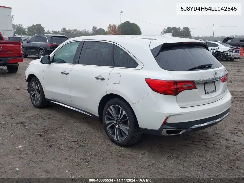 2020 Acura Mdx Technology Package VIN: 5J8YD4H54LL042545 Lot: 40805534