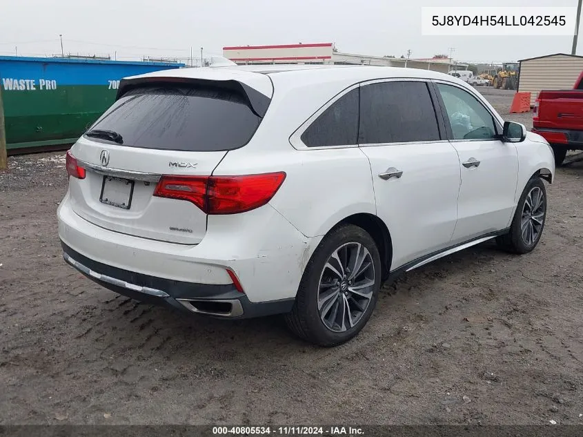 2020 Acura Mdx Technology Package VIN: 5J8YD4H54LL042545 Lot: 40805534