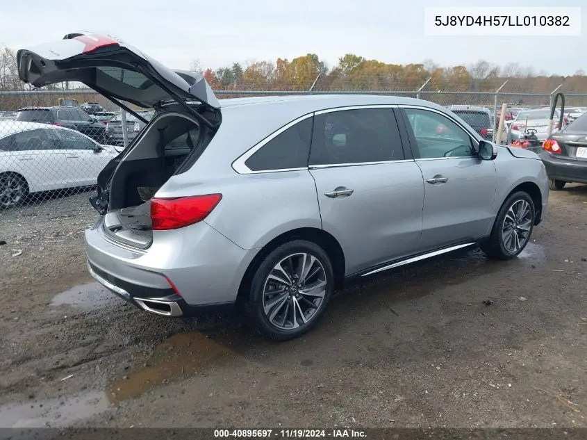 2020 Acura Mdx Technology Package VIN: 5J8YD4H57LL010382 Lot: 40895697