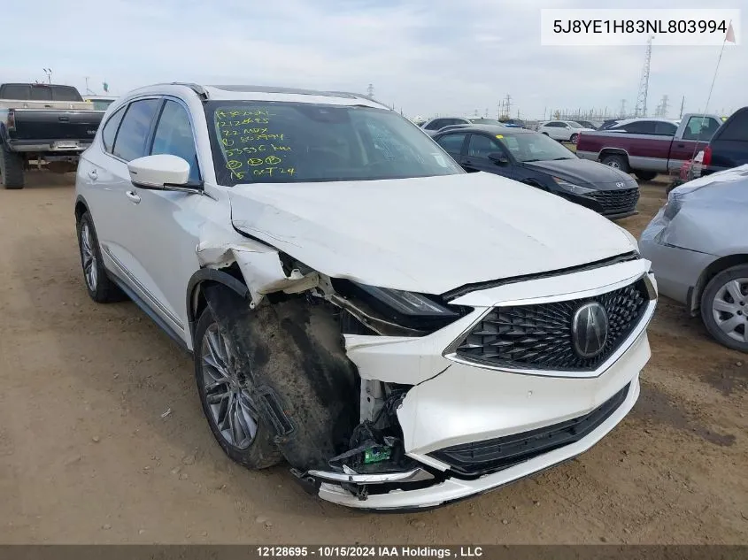 2022 Acura Mdx VIN: 5J8YE1H83NL803994 Lot: 12128695