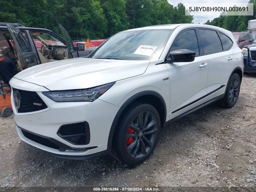 2022 Acura Mdx Type S VIN: 5J8YD8H90NL003691 Lot: 39816394