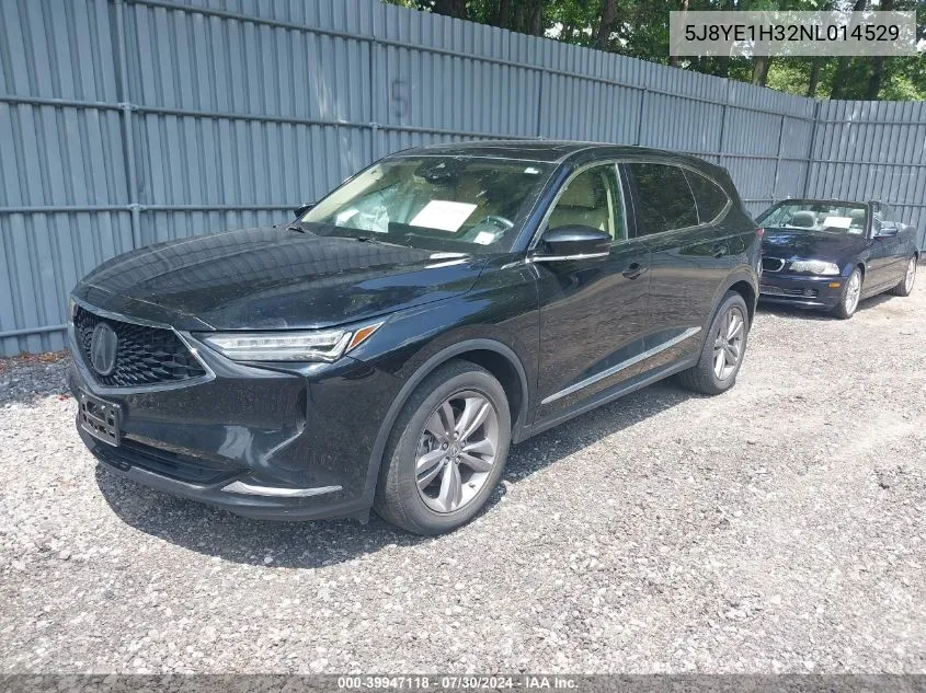 2022 Acura Mdx Standard VIN: 5J8YE1H32NL014529 Lot: 39947118