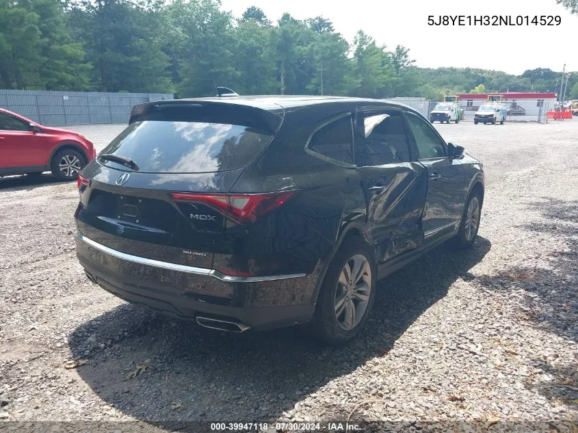 2022 Acura Mdx Standard VIN: 5J8YE1H32NL014529 Lot: 39947118