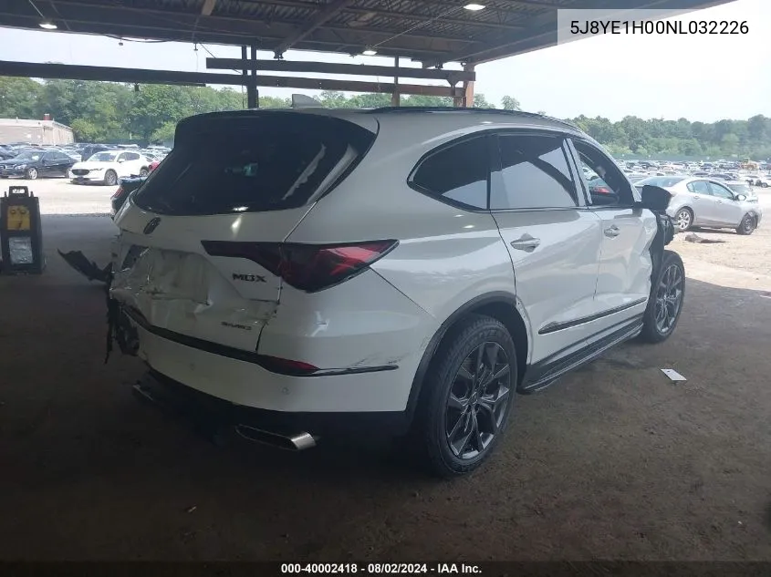 2022 Acura Mdx A-Spec Package VIN: 5J8YE1H00NL032226 Lot: 40002418