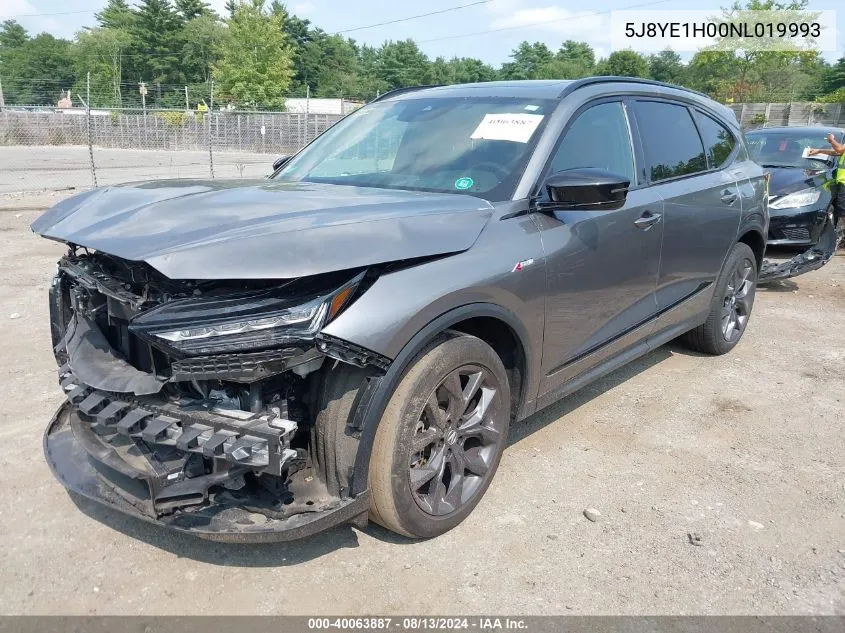 2022 Acura Mdx A-Spec Package VIN: 5J8YE1H00NL019993 Lot: 40063887