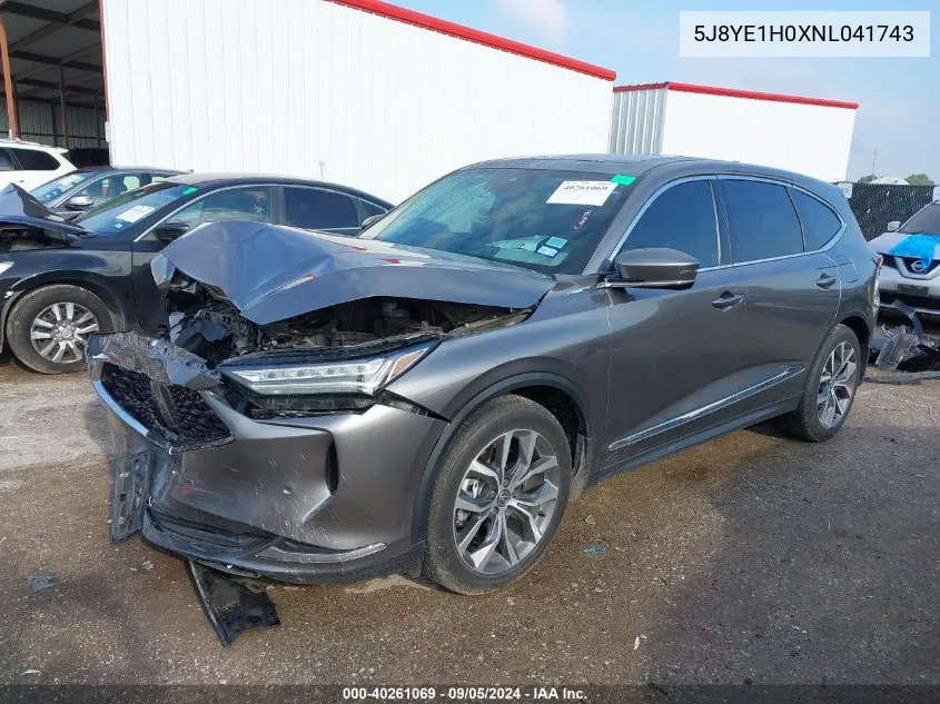 2022 Acura Mdx A-Spec VIN: 5J8YE1H0XNL041743 Lot: 70682304