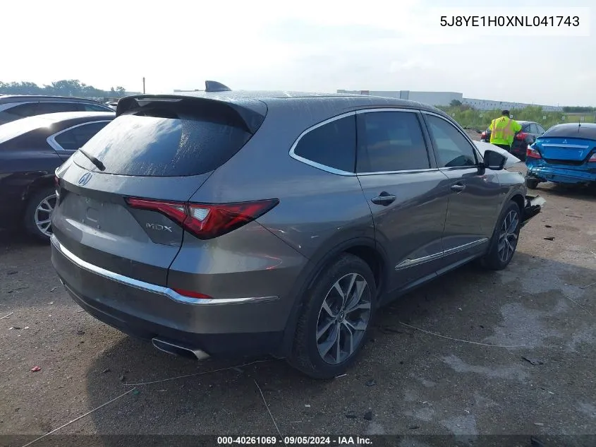 2022 Acura Mdx A-Spec VIN: 5J8YE1H0XNL041743 Lot: 70682304