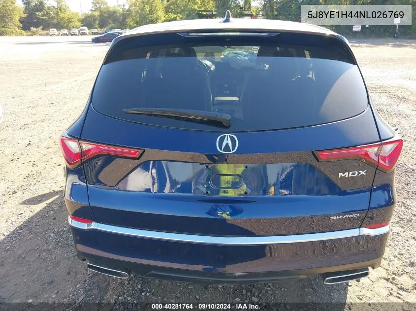 2022 Acura Mdx Technology VIN: 5J8YE1H44NL026769 Lot: 40281764