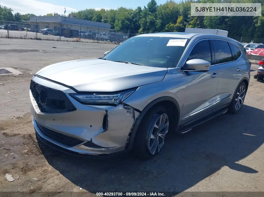 2022 Acura Mdx Technology Package VIN: 5J8YE1H41NL036224 Lot: 40293700