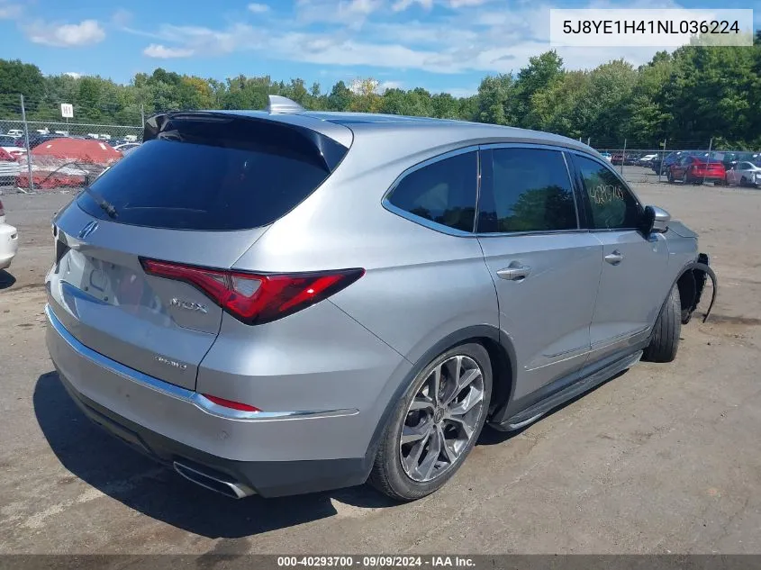 2022 Acura Mdx Technology Package VIN: 5J8YE1H41NL036224 Lot: 40293700