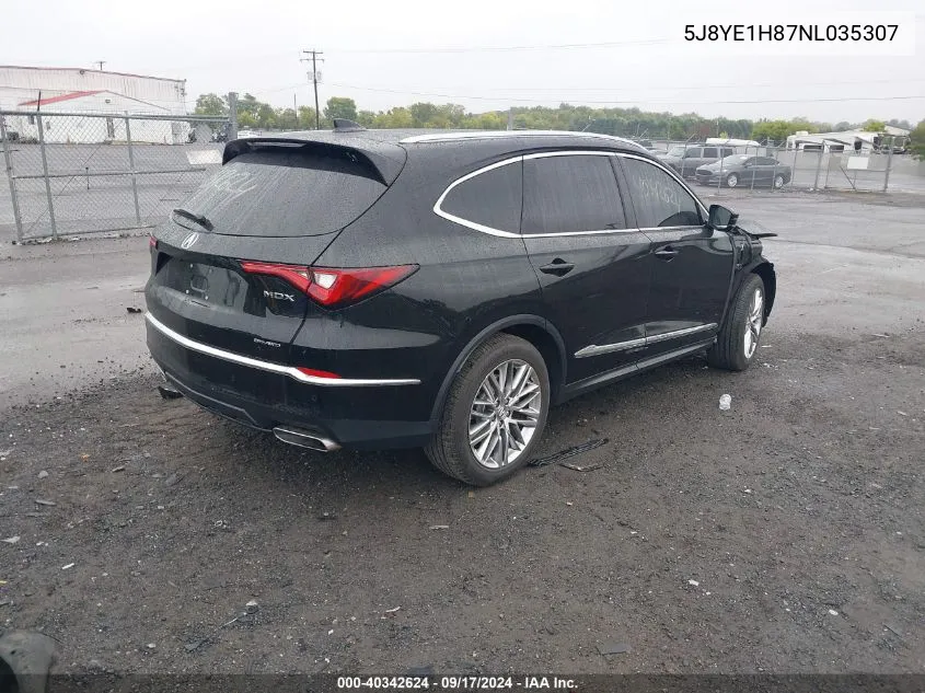 2022 Acura Mdx Advance Package VIN: 5J8YE1H87NL035307 Lot: 40342624