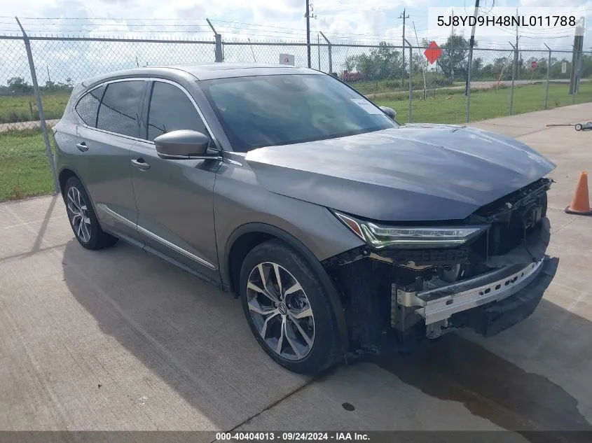 2022 Acura Mdx Technology VIN: 5J8YD9H48NL011788 Lot: 40404013