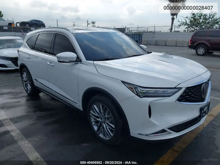 2022 Acura Mdx Advance Package VIN: 00000000000028407 Lot: 40406582