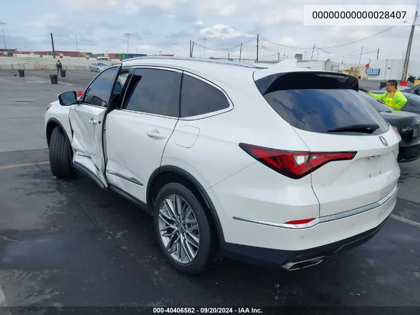 2022 Acura Mdx Advance Package VIN: 00000000000028407 Lot: 40406582