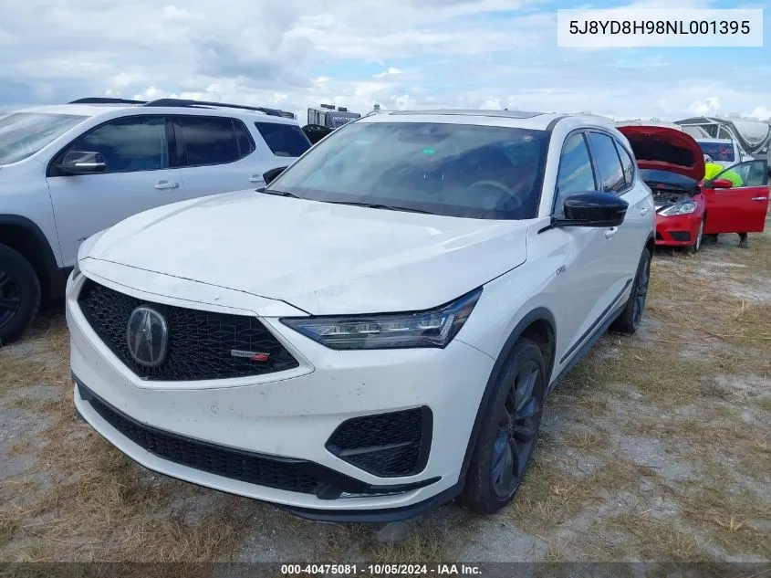 2022 Acura Mdx Type S VIN: 5J8YD8H98NL001395 Lot: 40475081