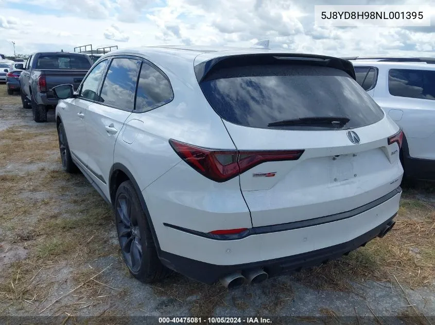 2022 Acura Mdx Type S VIN: 5J8YD8H98NL001395 Lot: 40475081