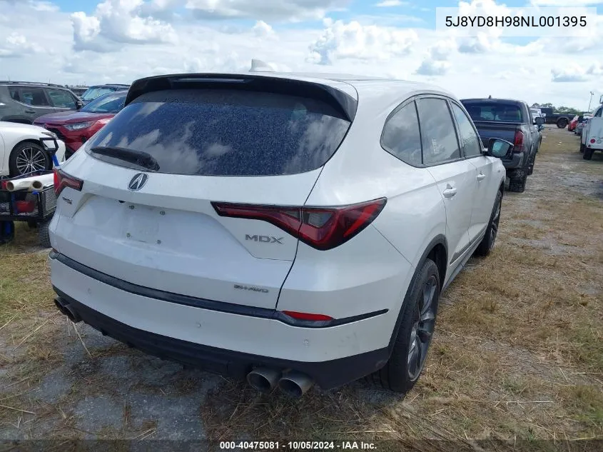 2022 Acura Mdx Type S VIN: 5J8YD8H98NL001395 Lot: 40475081