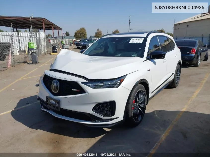 2022 Acura Mdx Type S W/Advance Package VIN: 5J8YD8H8XNL004936 Lot: 40532041