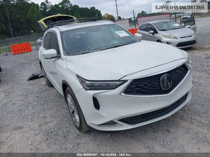 2022 Acura Mdx Advance VIN: 5J8YE1H84NL041369 Lot: 40590097