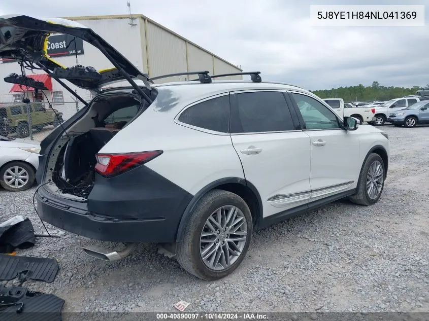 2022 Acura Mdx Advance VIN: 5J8YE1H84NL041369 Lot: 40590097