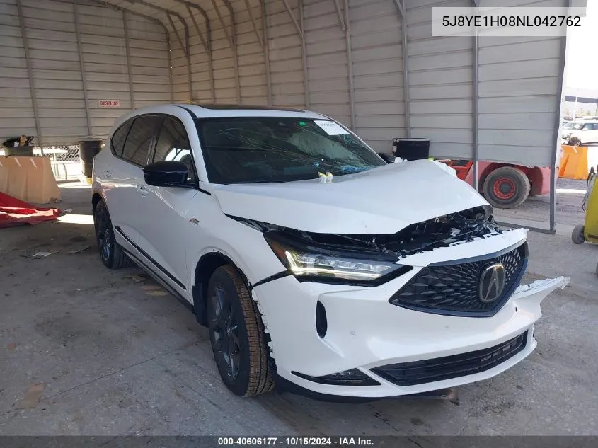 2022 Acura Mdx A-Spec Package VIN: 5J8YE1H08NL042762 Lot: 40606177