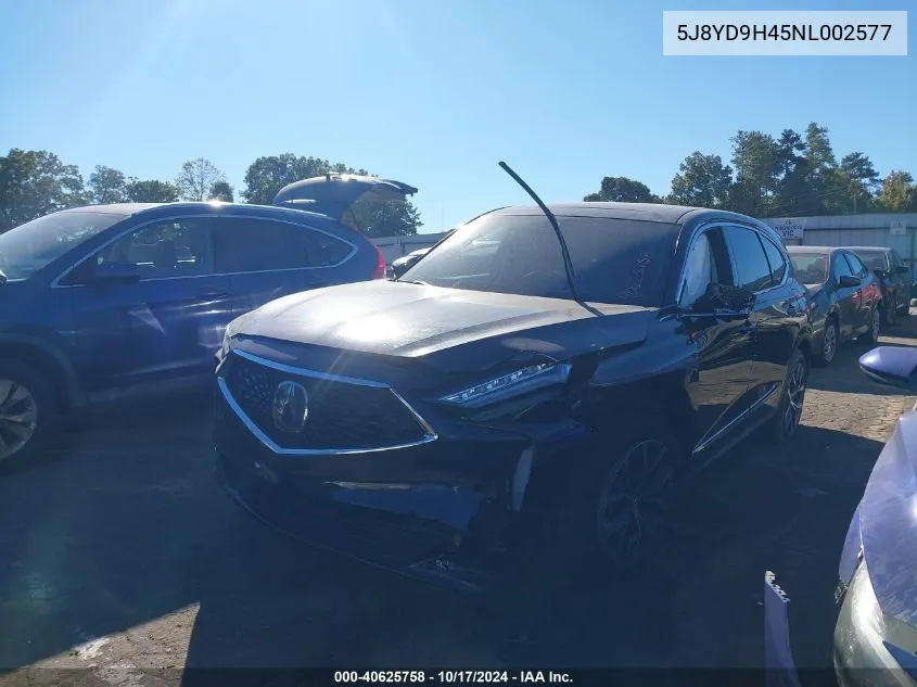 2022 Acura Mdx Technology VIN: 5J8YD9H45NL002577 Lot: 40625758