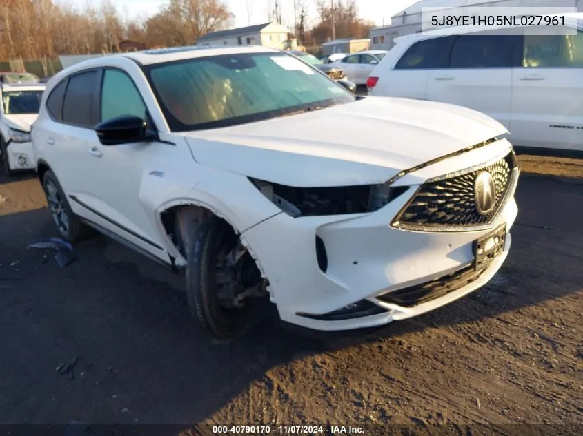 2022 Acura Mdx A-Spec Package VIN: 5J8YE1H05NL027961 Lot: 40790170