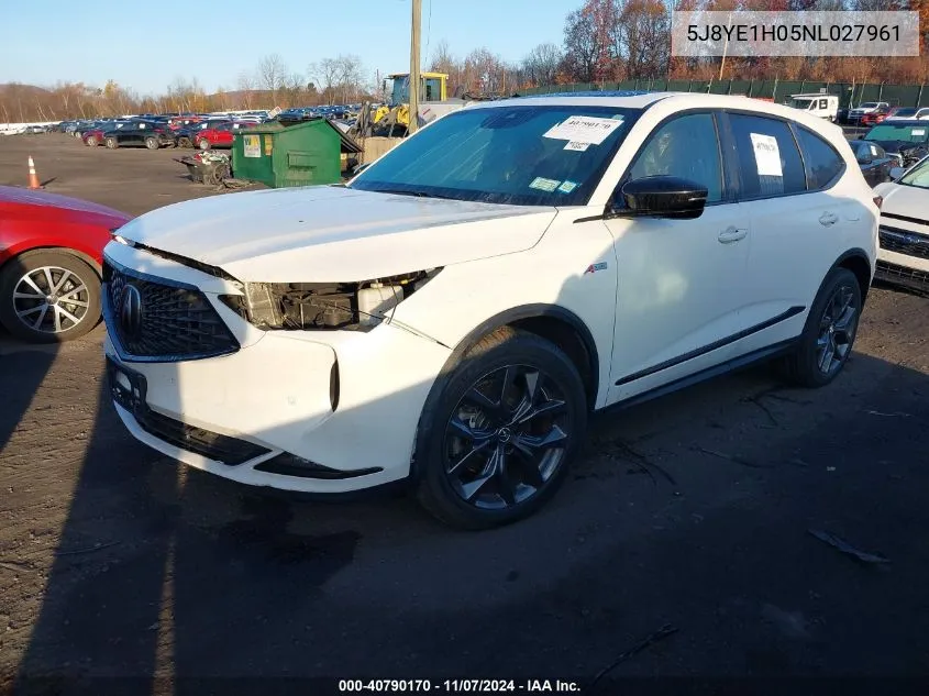 2022 Acura Mdx A-Spec Package VIN: 5J8YE1H05NL027961 Lot: 40790170