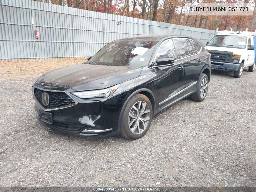 2022 Acura Mdx Technology VIN: 5J8YE1H46NL051771 Lot: 40805438