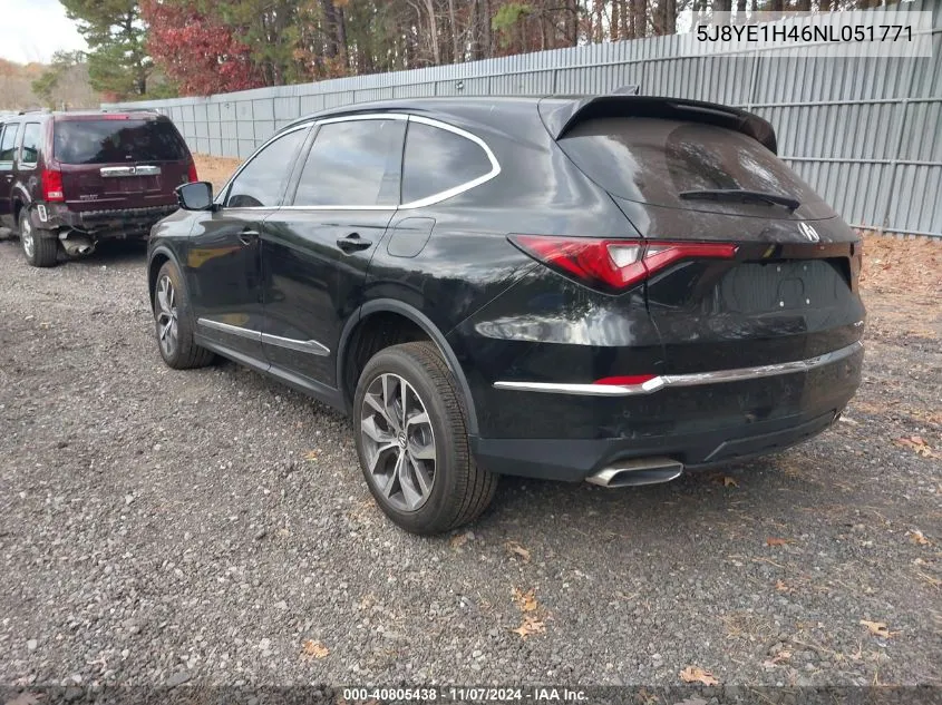 2022 Acura Mdx Technology VIN: 5J8YE1H46NL051771 Lot: 40805438