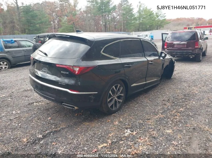 2022 Acura Mdx Technology VIN: 5J8YE1H46NL051771 Lot: 40805438