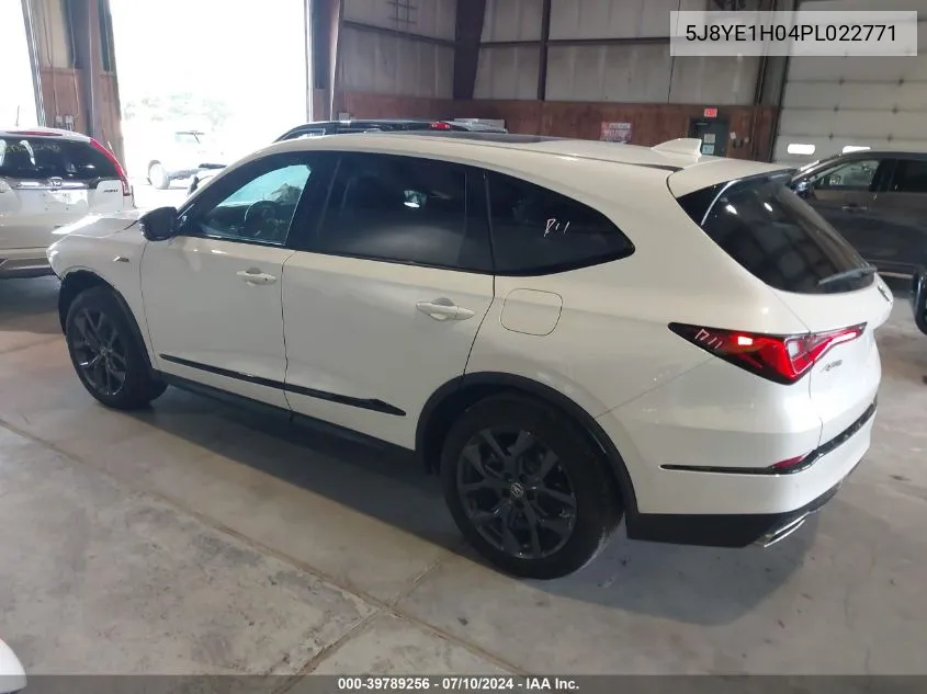 2023 Acura Mdx A-Spec VIN: 5J8YE1H04PL022771 Lot: 39789256