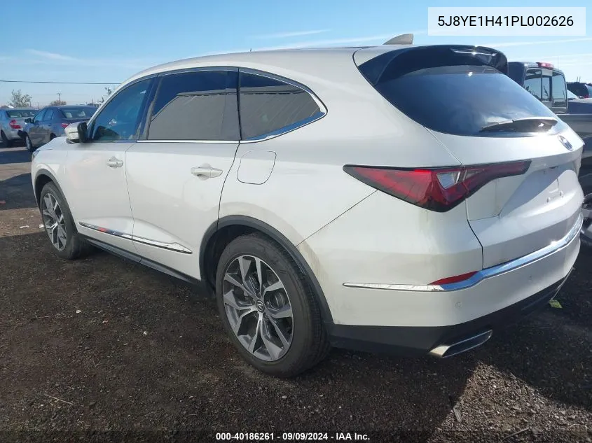 2023 Acura Mdx Technology Package VIN: 5J8YE1H41PL002626 Lot: 40186261