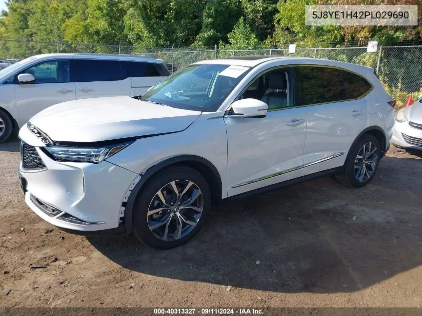 2023 Acura Mdx Technology VIN: 5J8YE1H42PL029690 Lot: 40313327