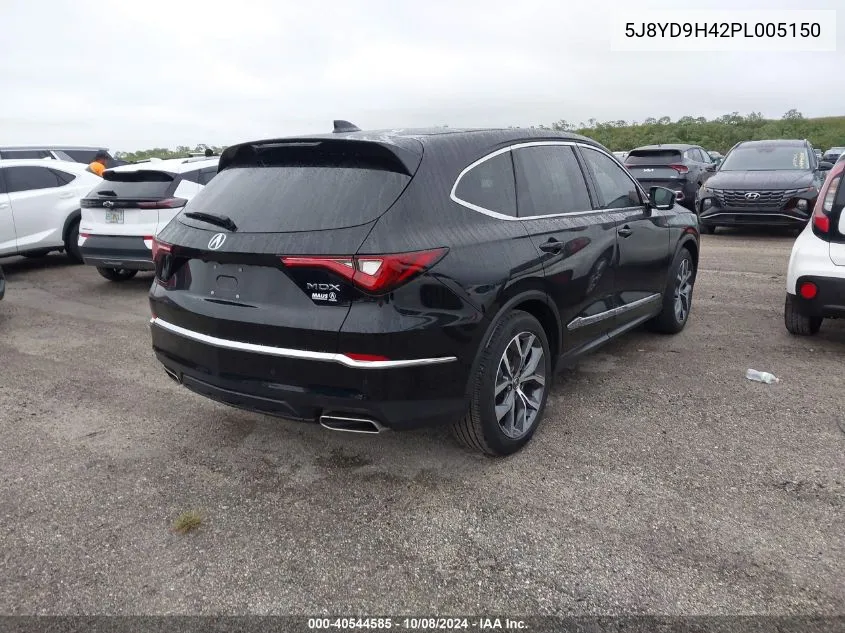 2023 Acura Mdx Technology VIN: 5J8YD9H42PL005150 Lot: 40544585