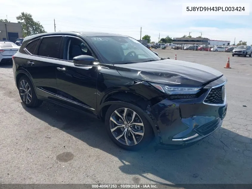 2023 Acura Mdx Technology Package VIN: 5J8YD9H43PL003424 Lot: 40567253