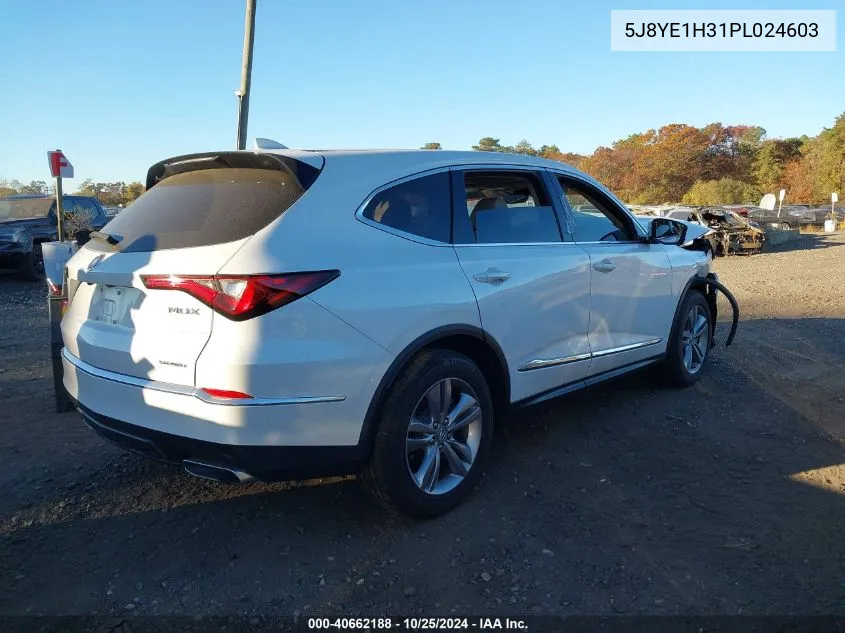 2023 Acura Mdx Standard VIN: 5J8YE1H31PL024603 Lot: 40662188