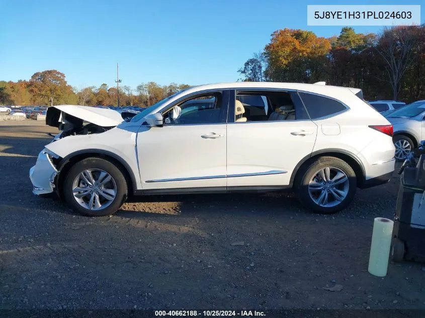 2023 Acura Mdx Standard VIN: 5J8YE1H31PL024603 Lot: 40662188