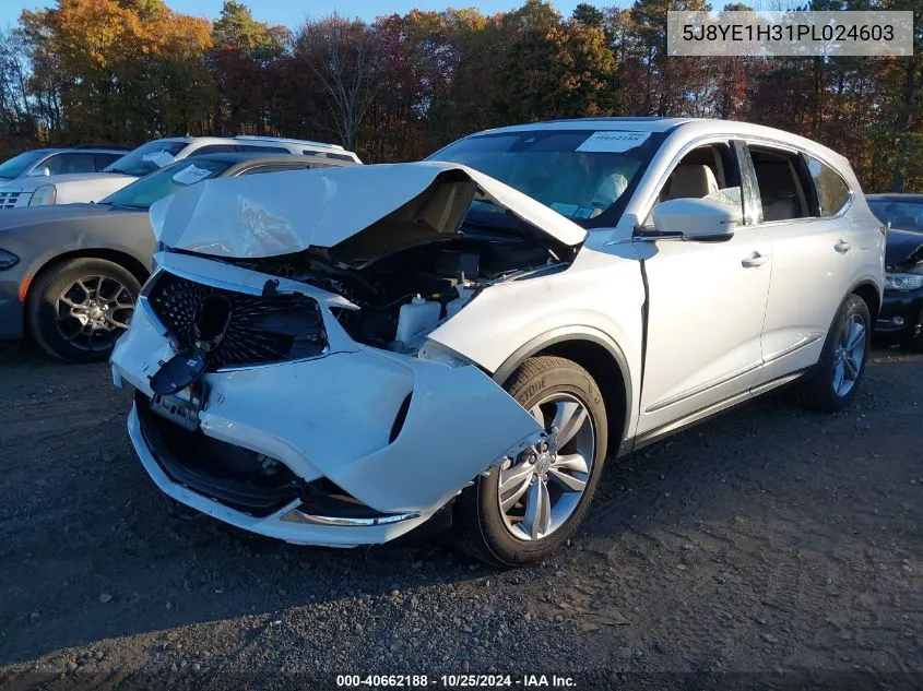 2023 Acura Mdx Standard VIN: 5J8YE1H31PL024603 Lot: 40662188