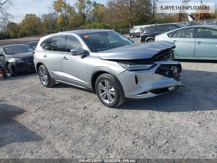 2023 Acura Mdx Standard VIN: 5J8YE1H36PL006081 Lot: 40723818